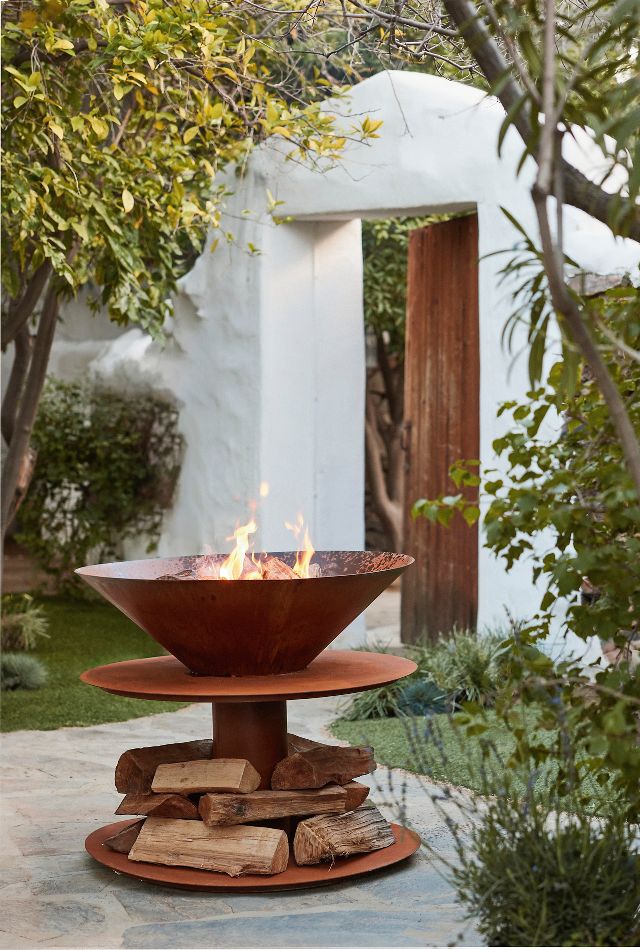 Pedestal Bowl Fire Pit Log Holder Terrain