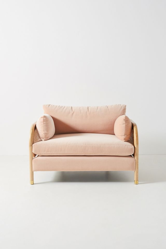 Heatherfield Velvet-Upholstered Cane Armchair #1
