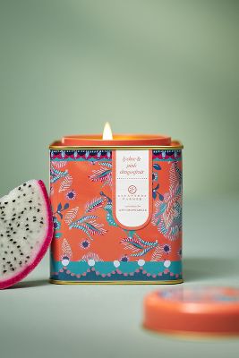 Alexandra Farmer The Flock Fruity Lychee & Pink Dragonfruit Petals Tin Candle In Orange