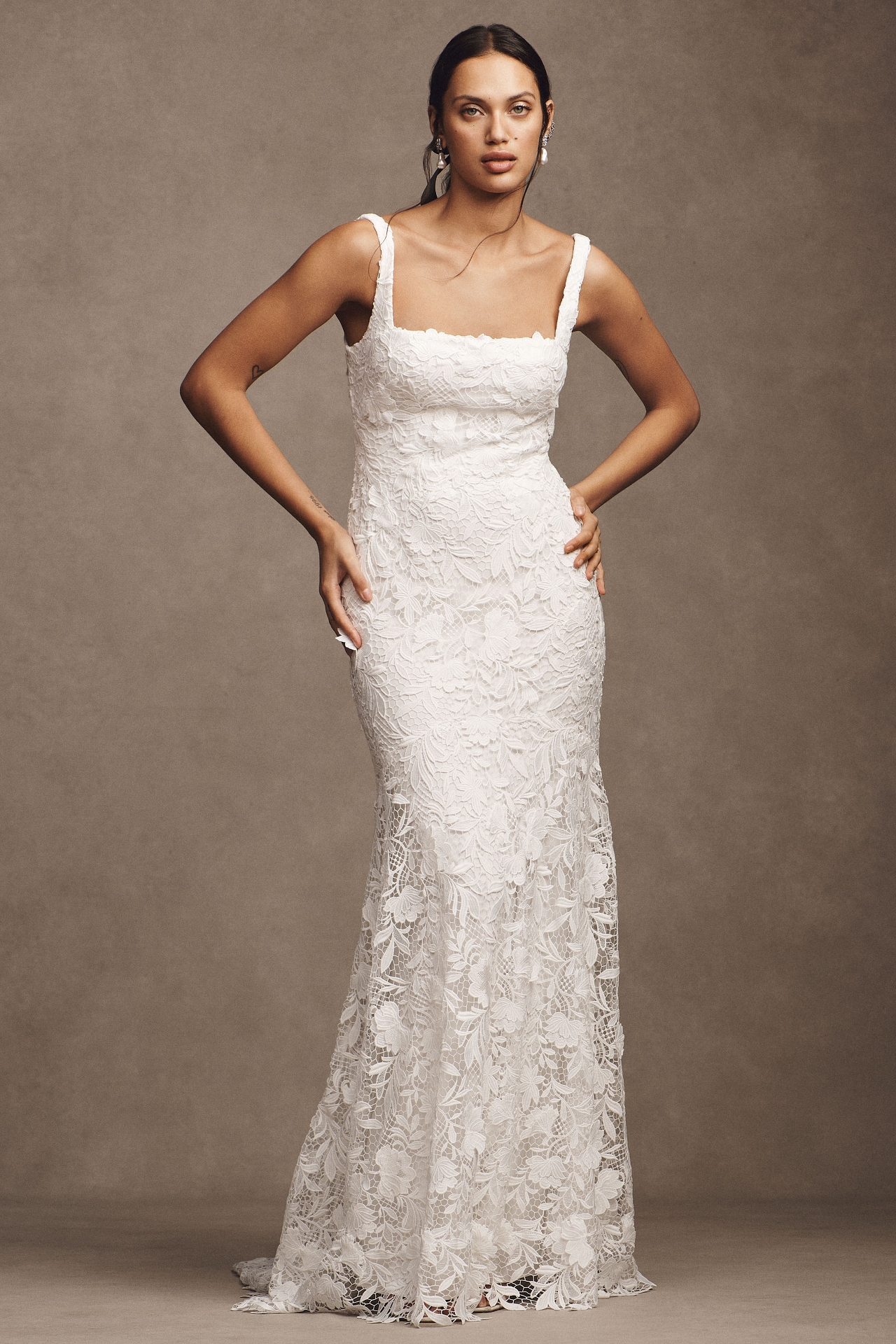 Jenny by Yoo Greta Square-Neck Lace Wedding Gown