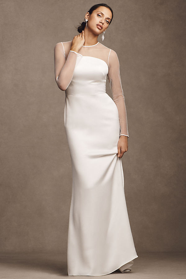 Jenny Yoo Jenny By  Abigail Bias-cut Satin Wedding Gown In White
