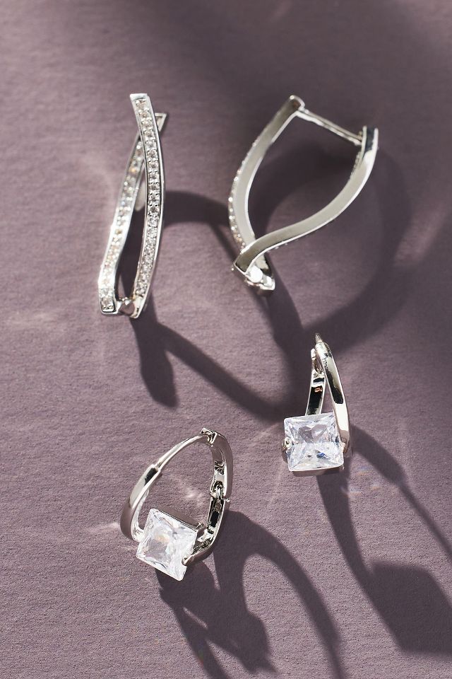 Crystal huggie hot sale hoop earrings