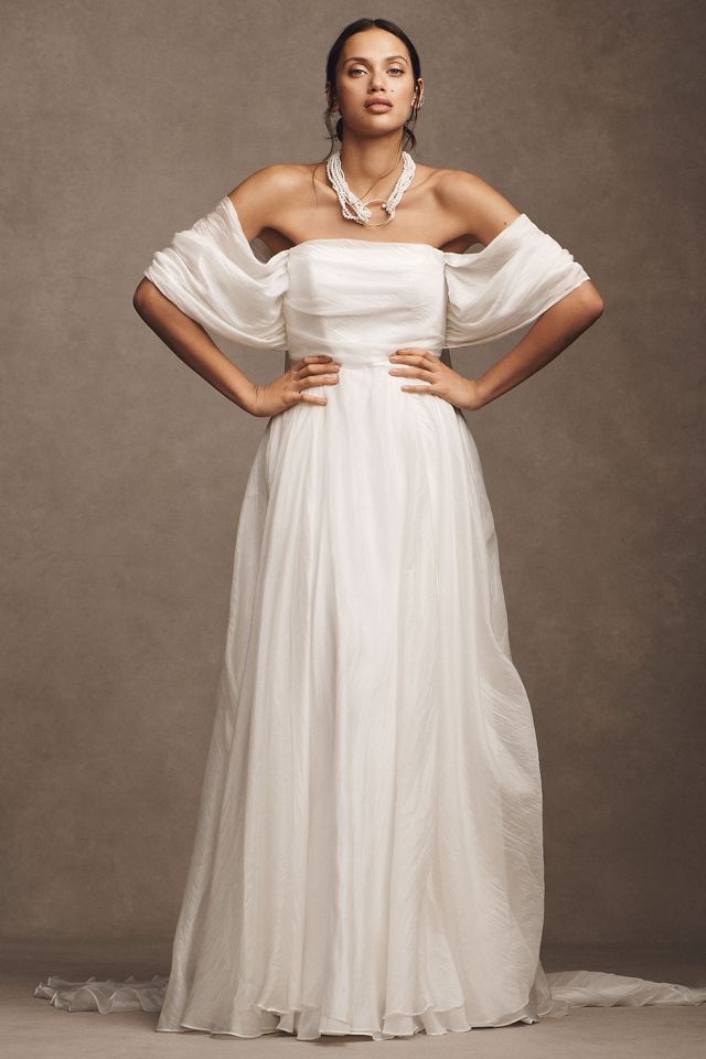 Jenny by Jenny Yoo Noa Off-The-Shoulder A-Line Chiffon Wedding Gown #3