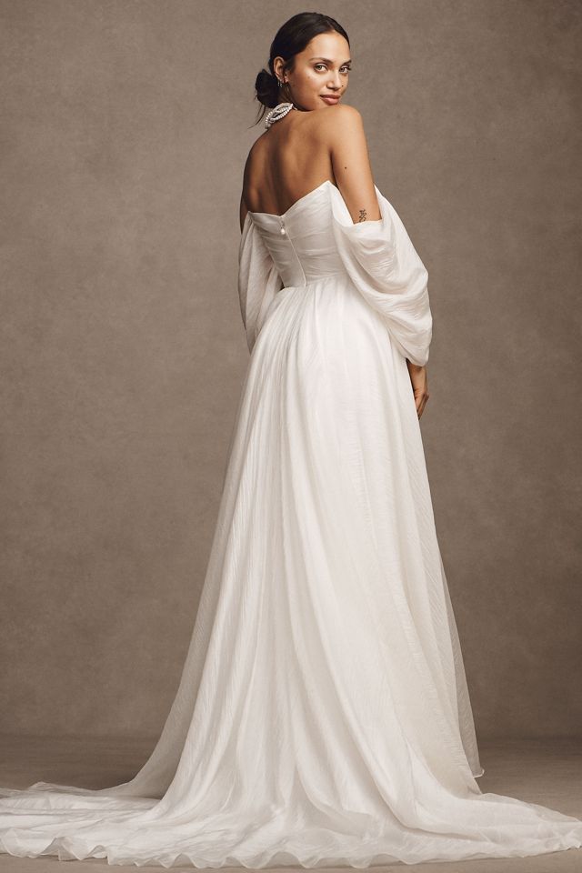 Jenny by Jenny Yoo Noa Off-The-Shoulder A-Line Chiffon Wedding Gown #4