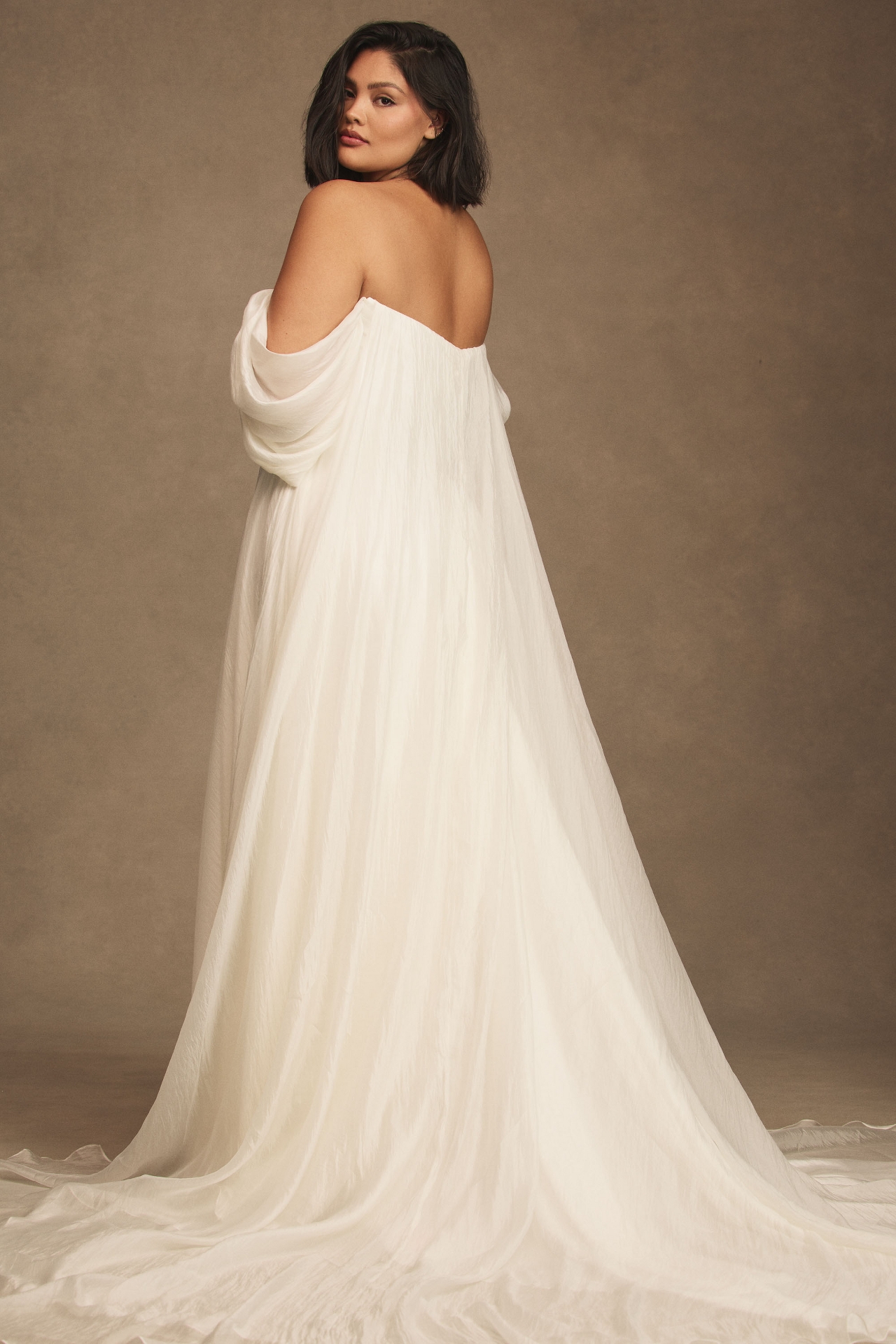 Jenny by Yoo Noa Off-The-Shoulder A-Line Chiffon Wedding Gown