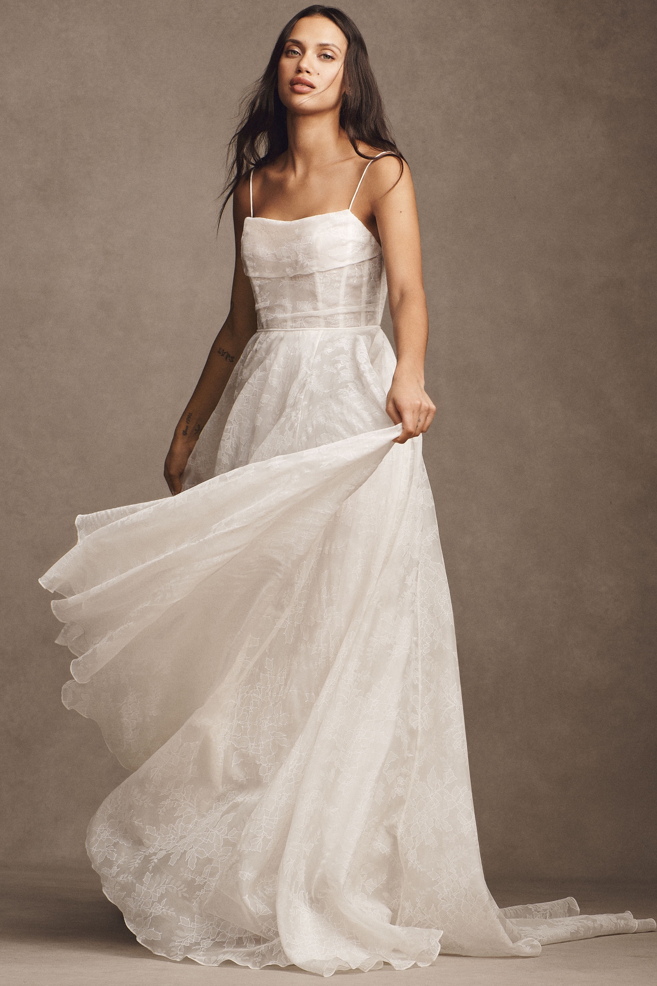 Jenny Yoo Aveline Cowl-Neck Corset Silk Organza Wedding Gown