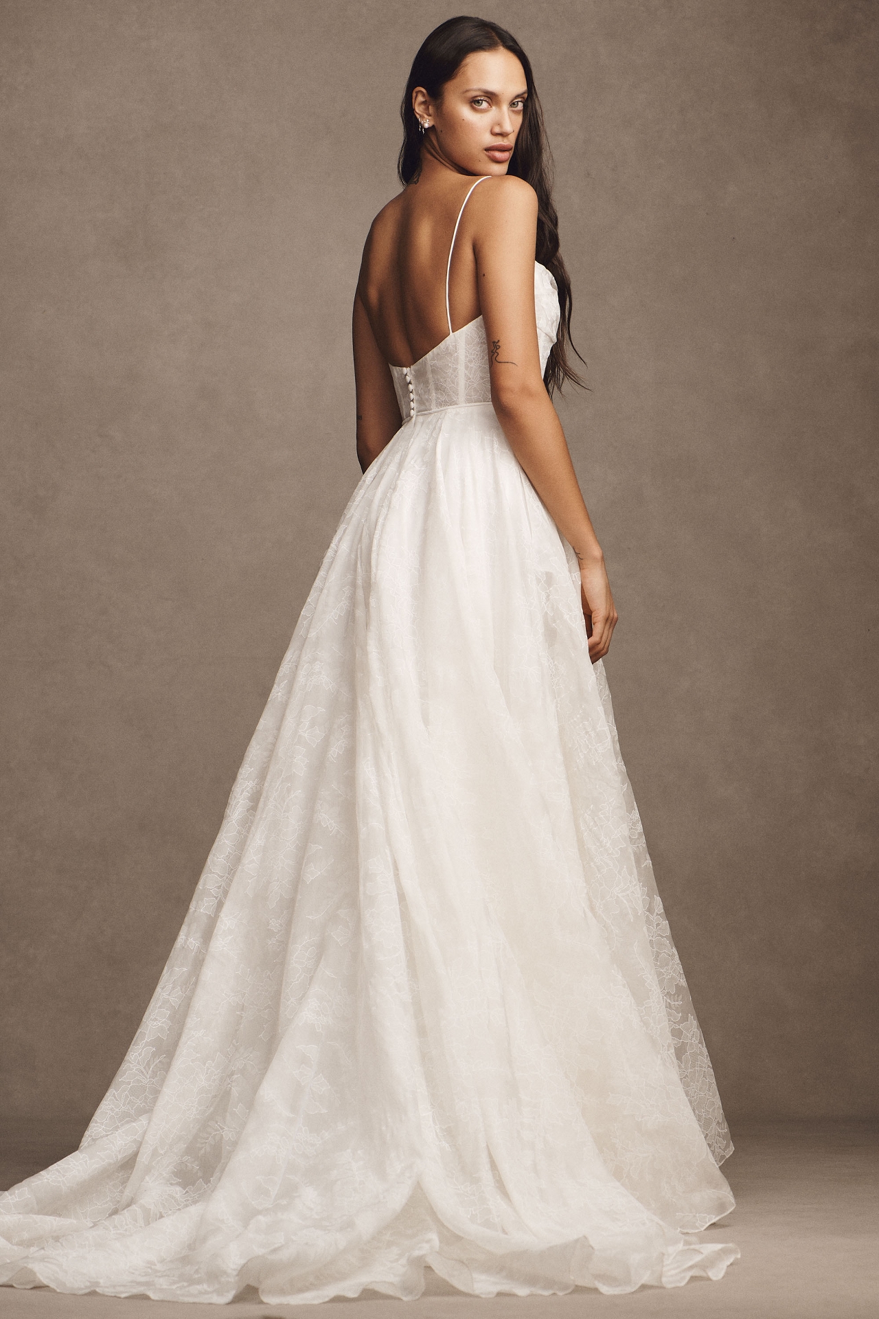 Jenny Yoo Aveline Cowl-Neck Corset Silk Organza Wedding Gown