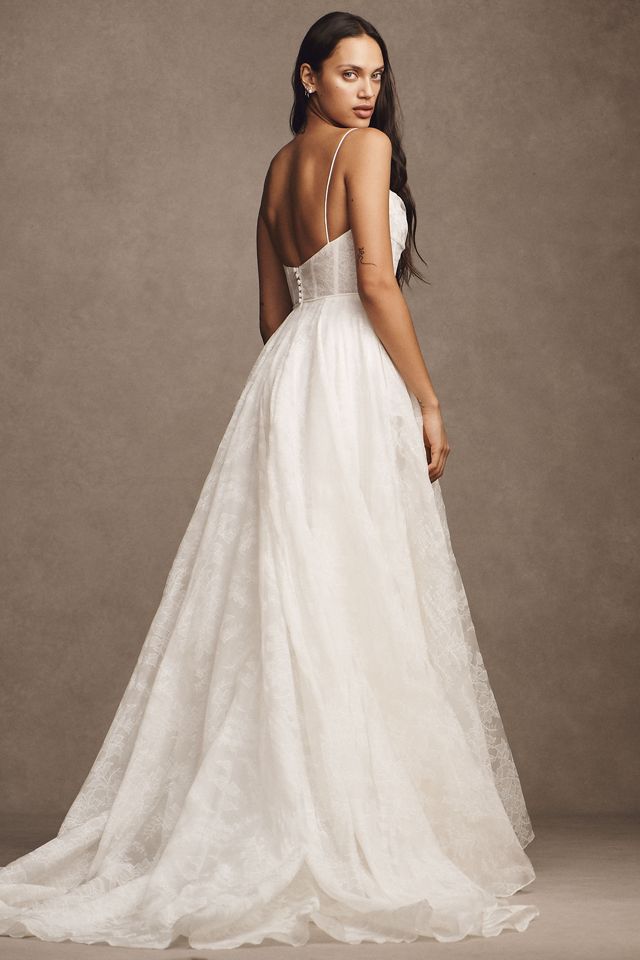 Jenny Yoo Aveline Cowl-Neck Corset Silk Organza Wedding Gown ...