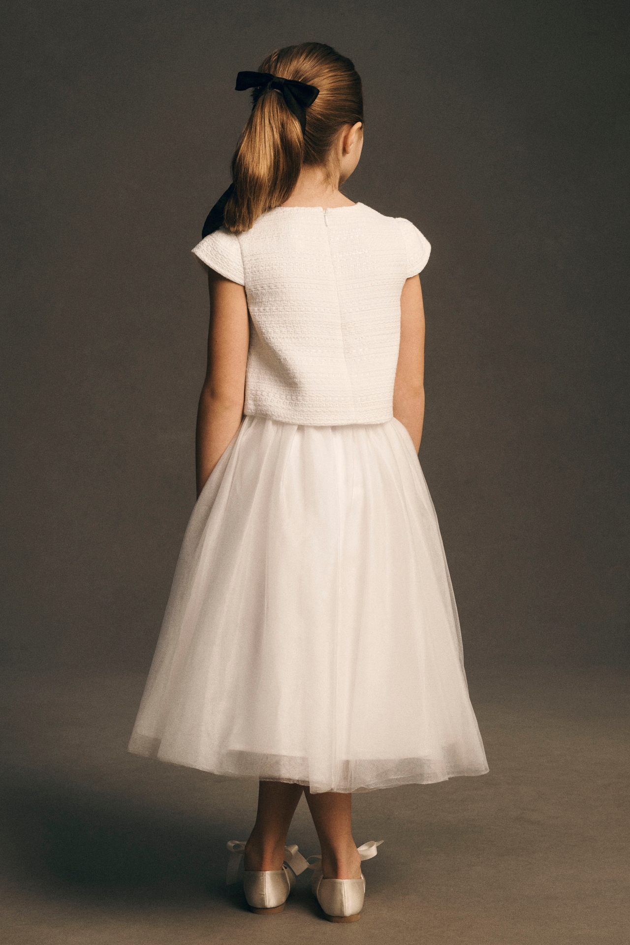 Gió Bespoke Mallory Tweed Top & Tulle Skirt Flower Girl Set