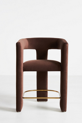 Anthropologie Performance Velvet Effie Counter Stool In Brown