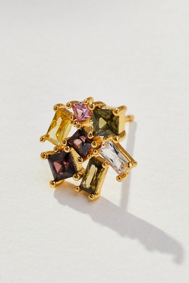 Small Gem Cluster Post Earrings #1