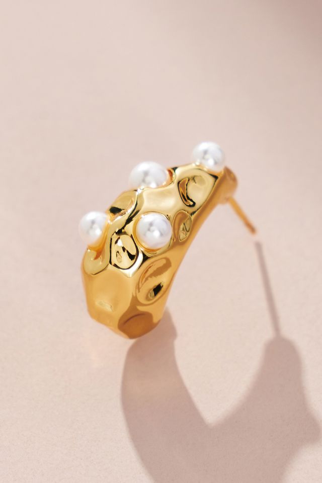 Molten Pearl Hoop Earrings #1