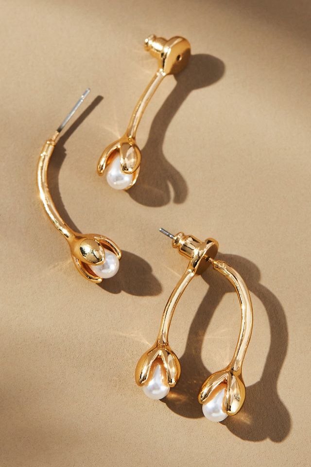 Curved Bar Pearl Earrings | Anthropologie