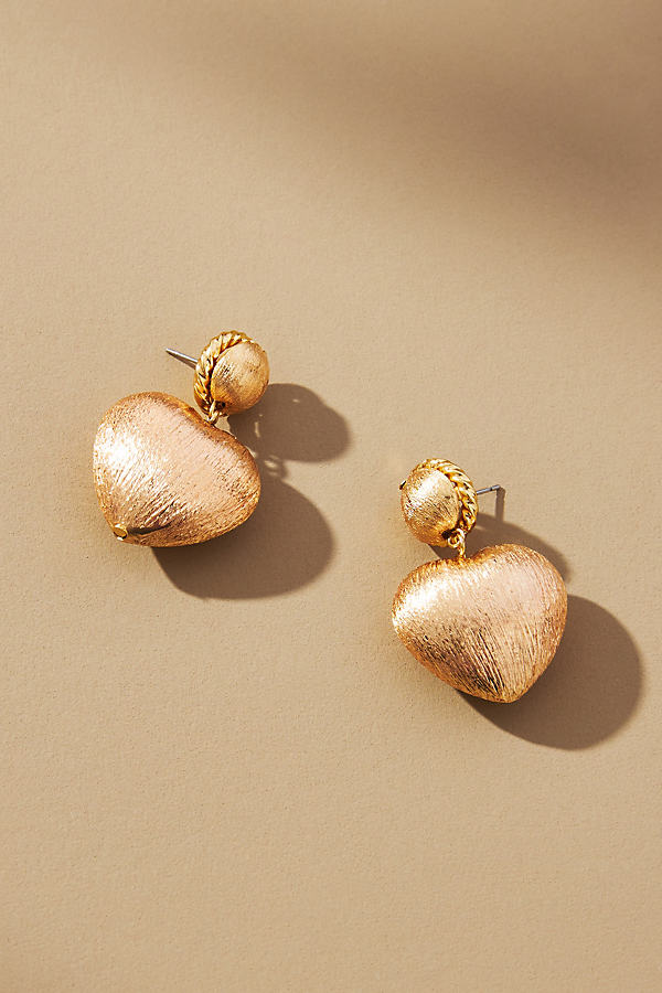 Gold-Plated Double Heart Drop Earrings