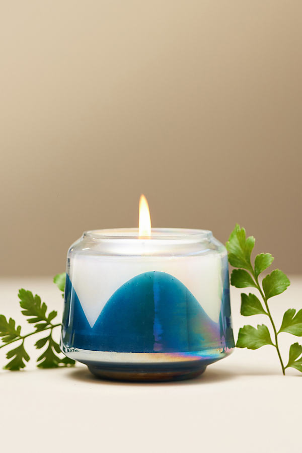 Anthropologie By  Fresh Sea Salt Driftwood Glass Candle In Blue