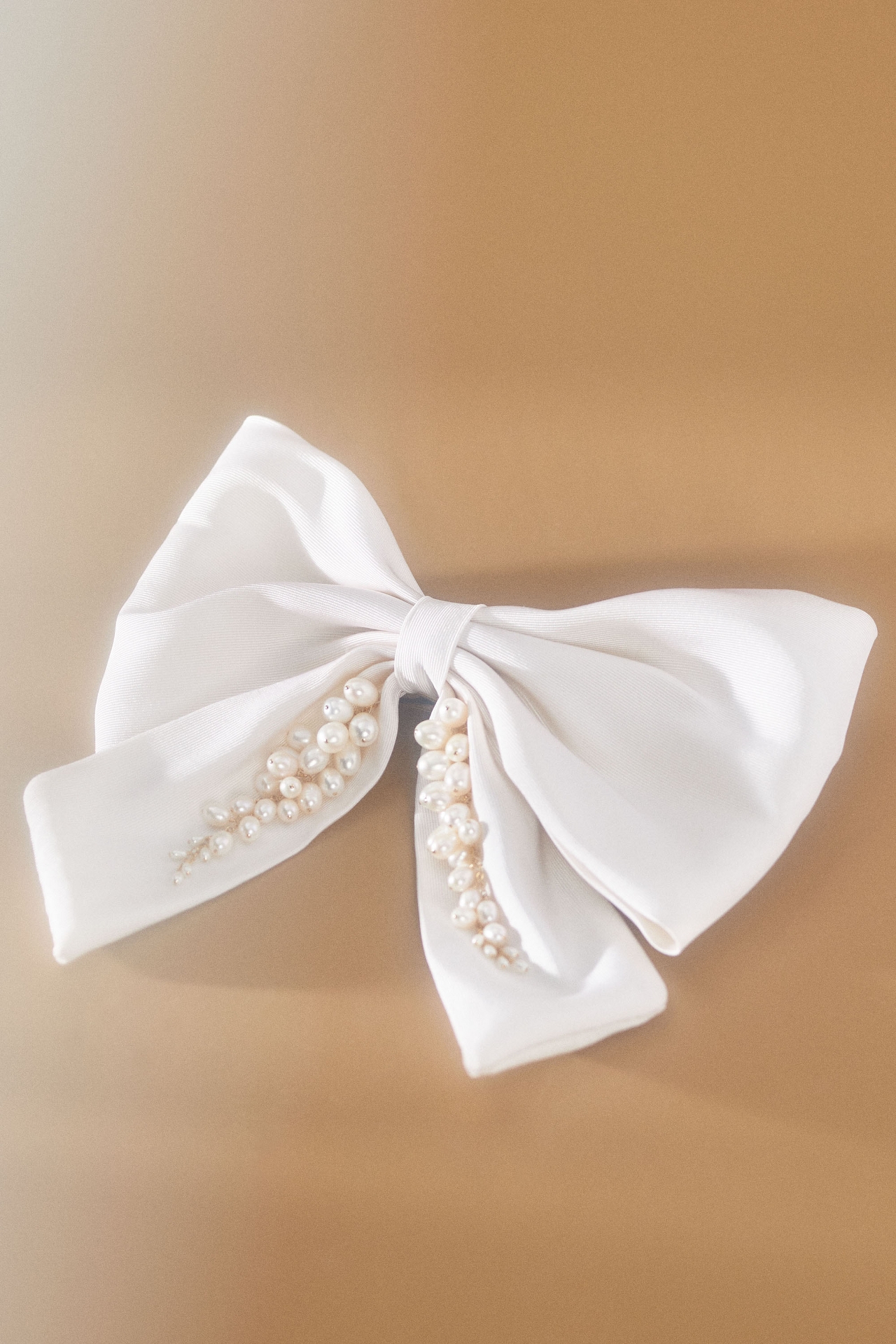 Christine Elizabeth Calliope Pearl and Silk Bow Barrette