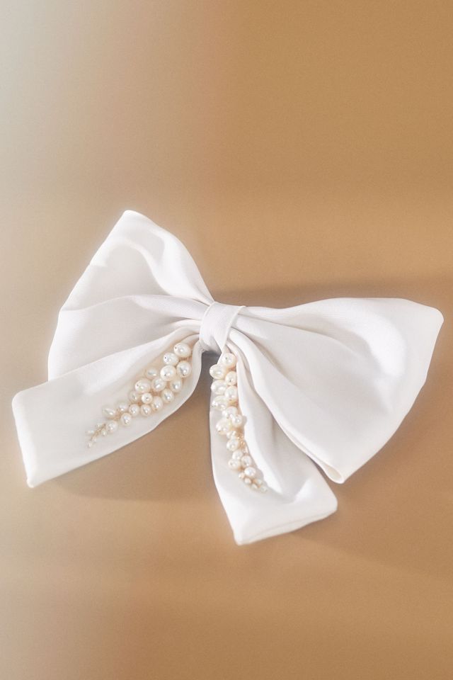 Christine Elizabeth Calliope Pearl and Silk Bow Barrette #2