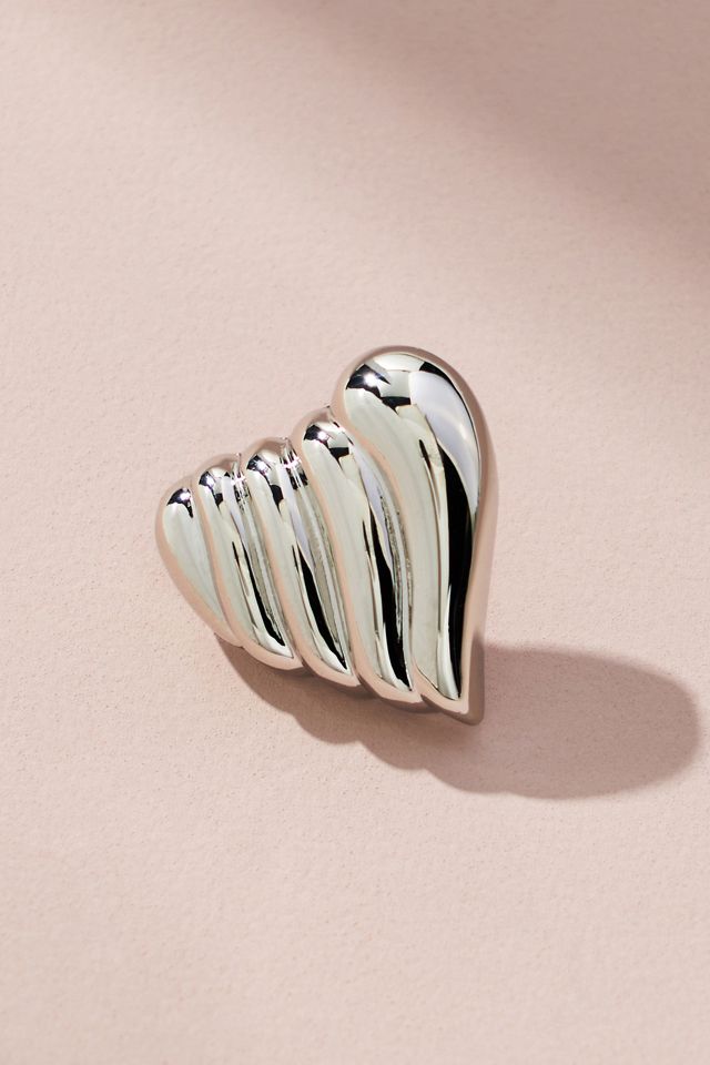 Ribbed Heart Post Earrings #1