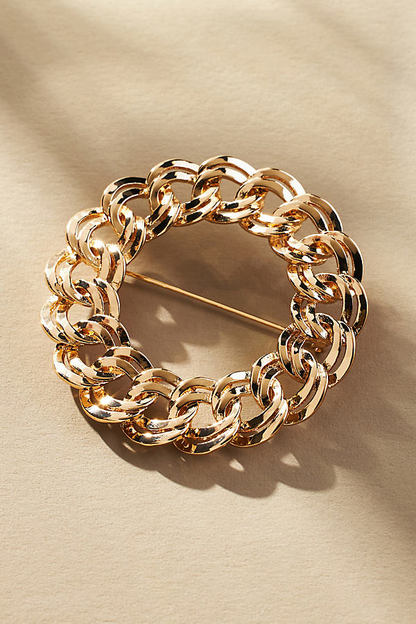 By Anthropologie Round Scallop Brooch In Gold