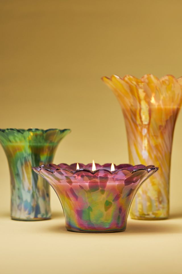 Cheena Woody Sea Misted Santal Glass Floral Candle #1