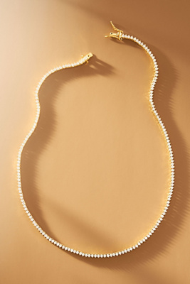 Shop Serefina Classic Tennis Necklace In Gold