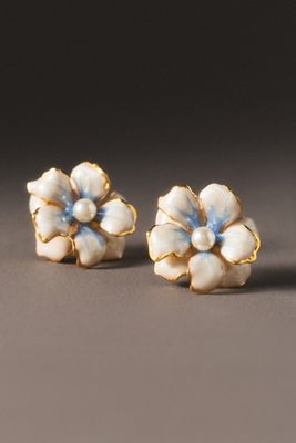 The Pink Reef Handpainted Floral Post Earrings