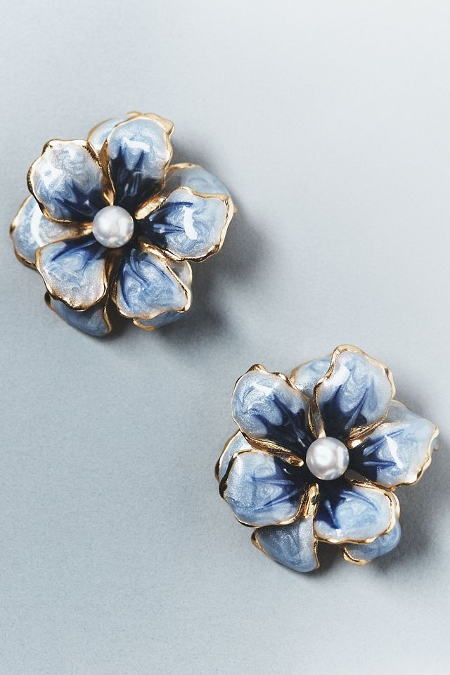 The Pink Reef Handpainted Floral Post Earrings #3