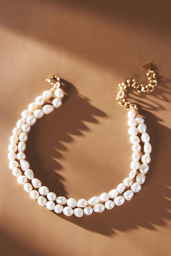 Serefina Natural Pearl Two-tier Necklace In White