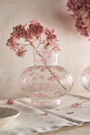 Pressed Floral Footed Vase