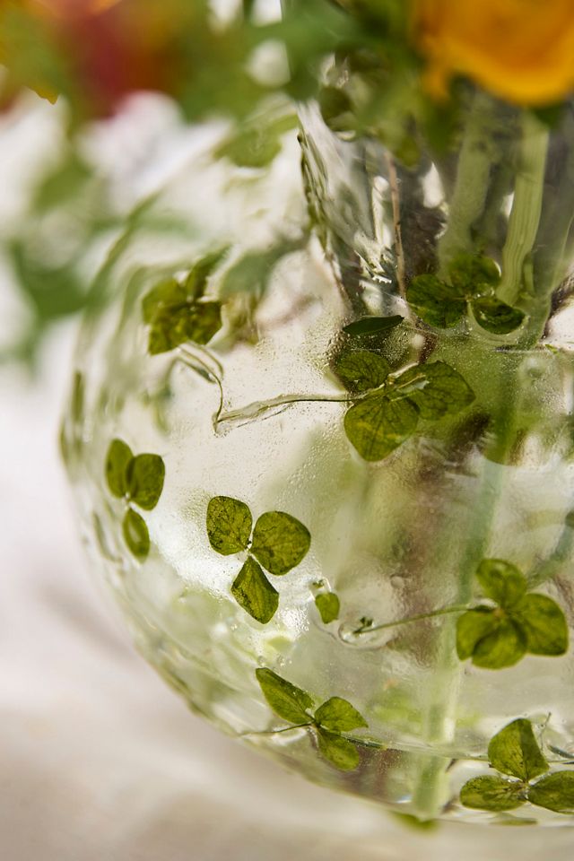 Pressed Floral Footed Vase #1