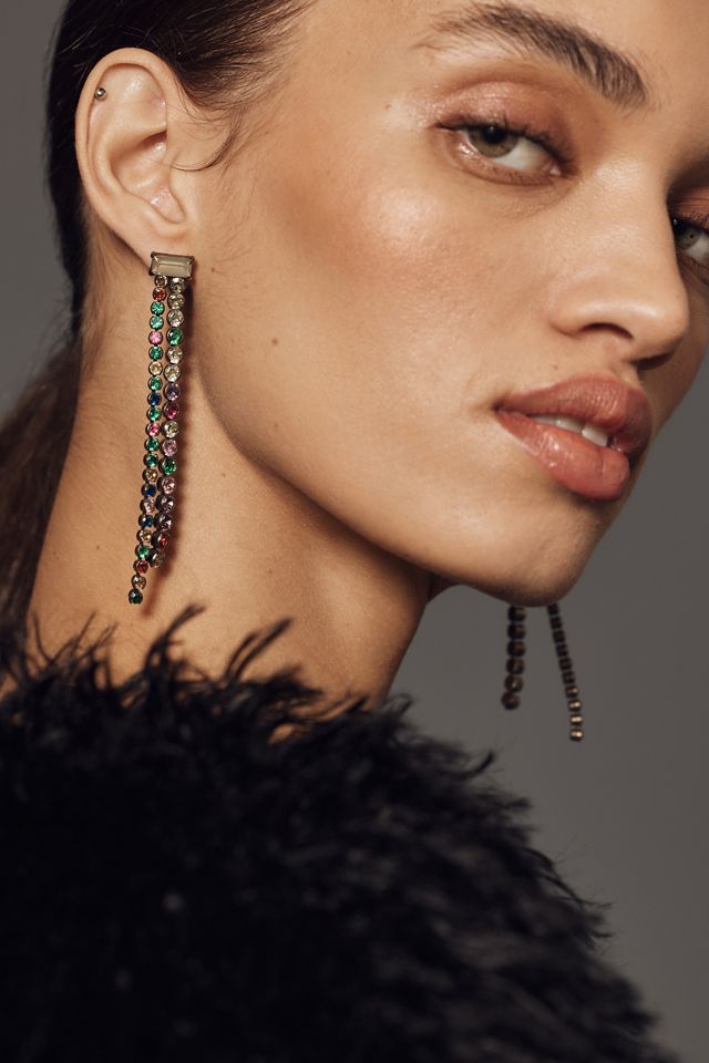Rhinestone Fringe Drop Earrings