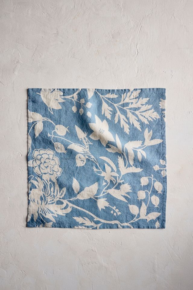 Floral Blues Linen Napkins, Set of 2 #2