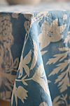Floral Blues Linen Tablecloth #1