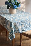Floral Blues Linen Tablecloth