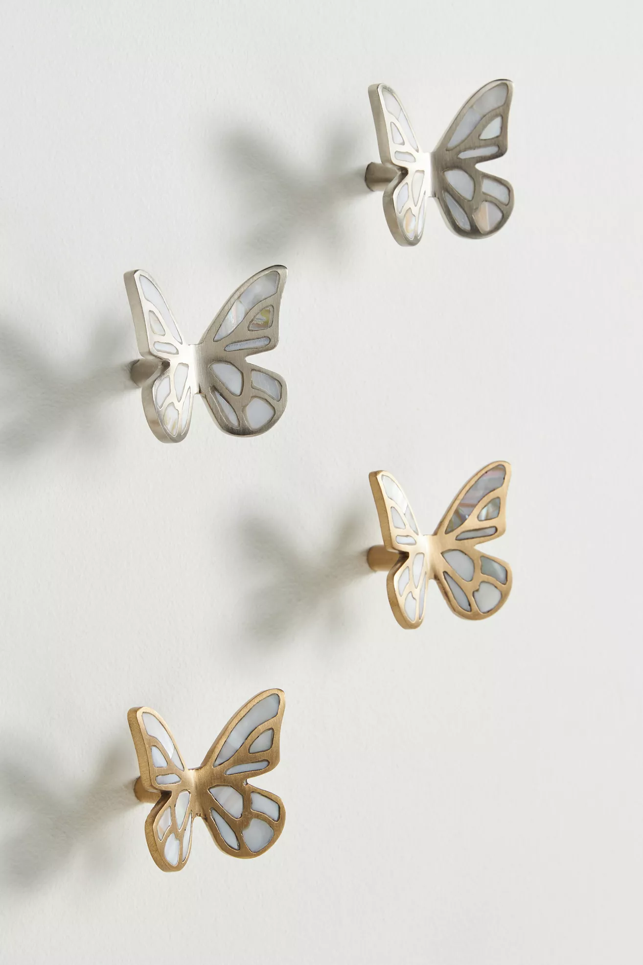 Delia Mother-of-Pearl Butterfly Knobs, Set of 2
