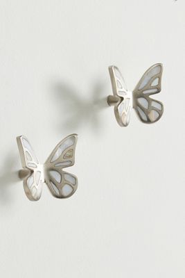 Delia Mother-of-Pearl Butterfly Knobs, Set of 2