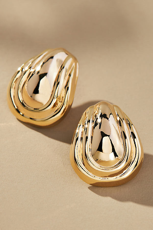 By Anthropologie The Restored Vintage Collection: Grooved Drop Earrings In Gold