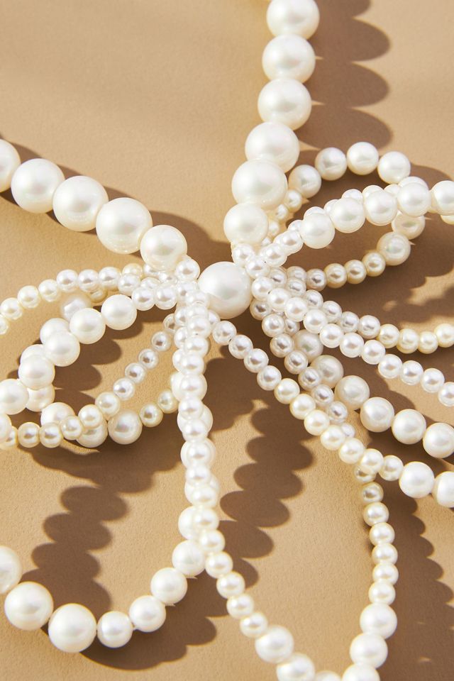 Multi-Layer Pearl Bow Necklace #1