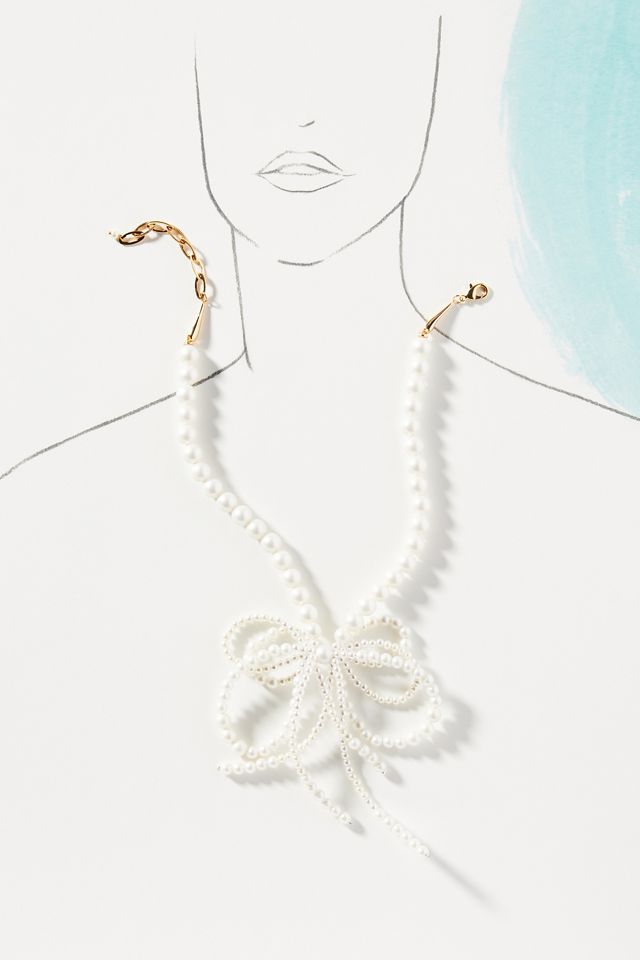 Multi-Layer Pearl Bow Necklace #2