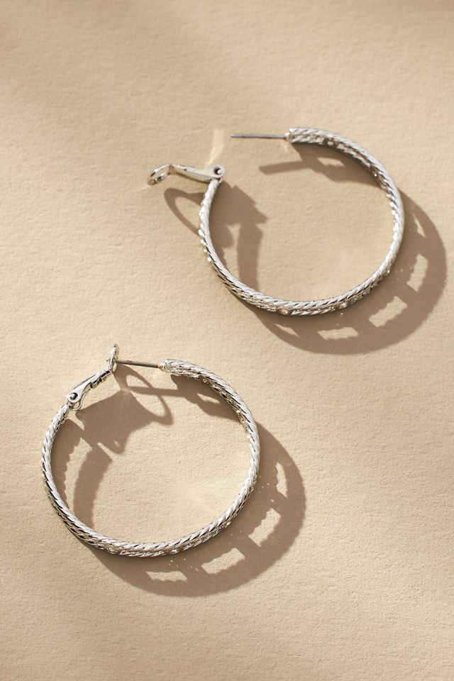 Medium Crystal Twisted Rope Hoop Earrings Anthropologie