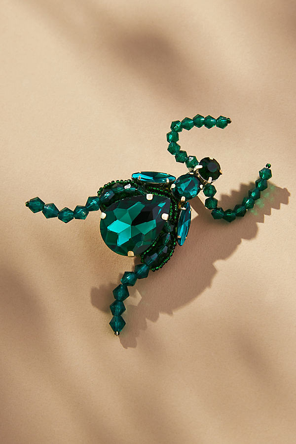 Mignonne Gavigan Beetle Brooch In Green