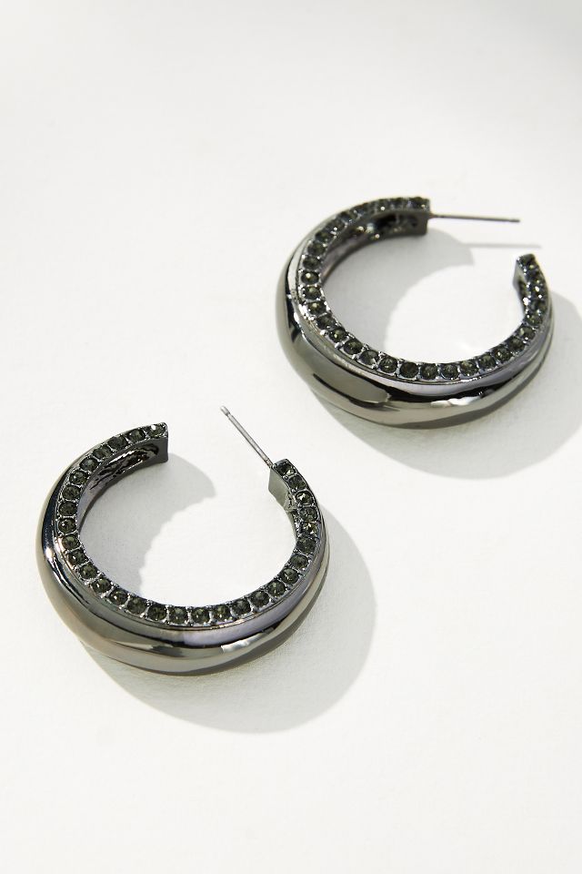 Pavé Open Hoop Earrings