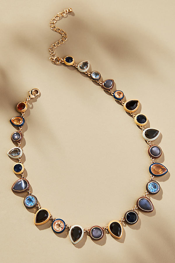 By Anthropologie Colorful Enamel Gem Necklace In Multi