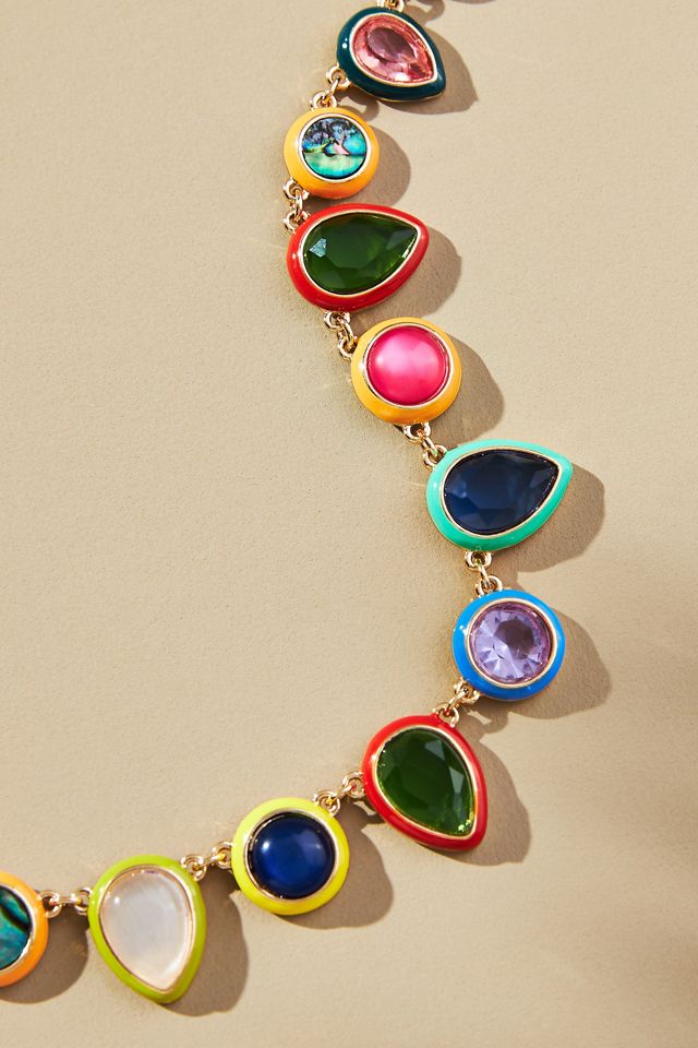 Colorful Enamel Gem Necklace #1