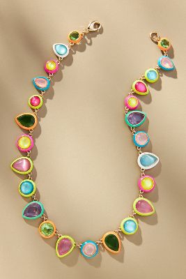 By Anthropologie Colorful Enamel Gem Necklace In Yellow