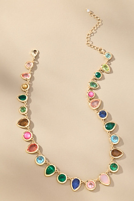 By Anthropologie Colorful Enamel Gem Necklace In Green
