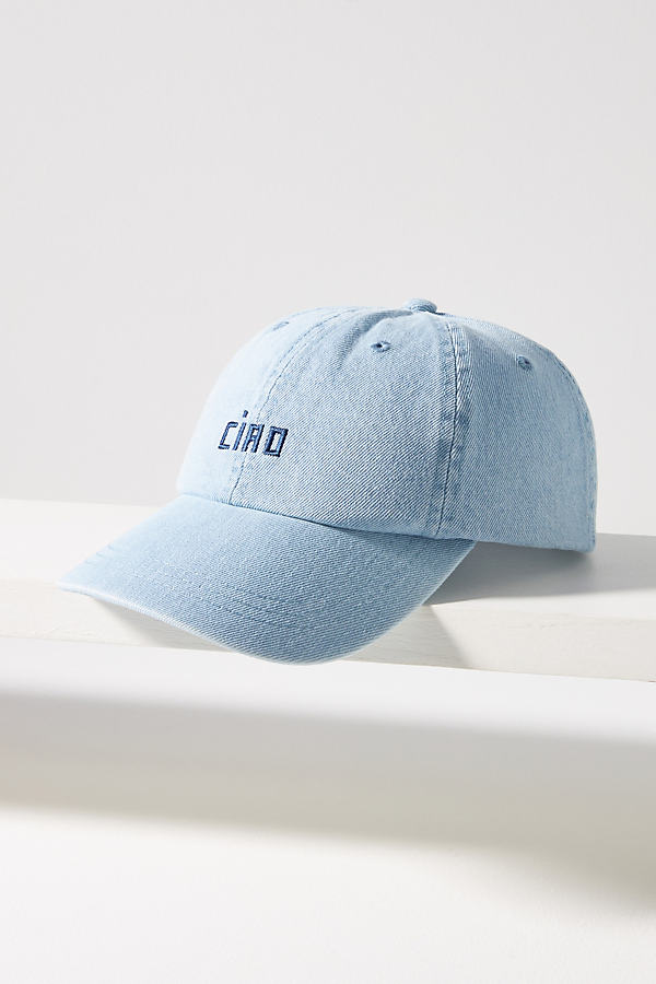 Shop Clare V Ciao Denim Baseball Cap In Blue