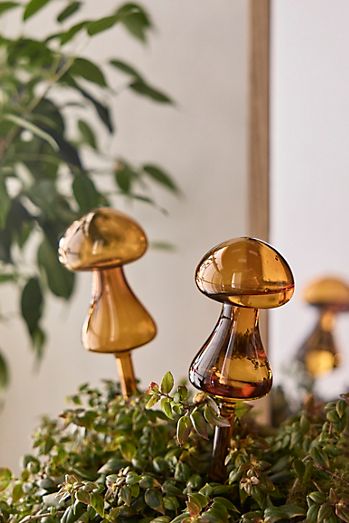 Mushroom Watering Globes, Set of 2