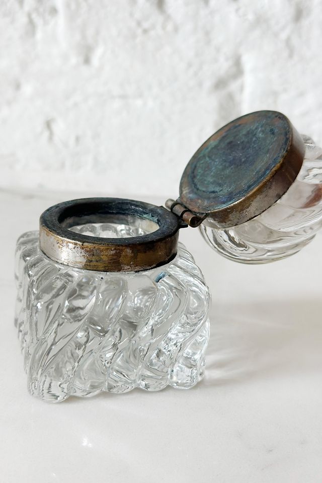 Old Flame Candle Co. Vintage 1900s Swirled Glass Inkwell #2