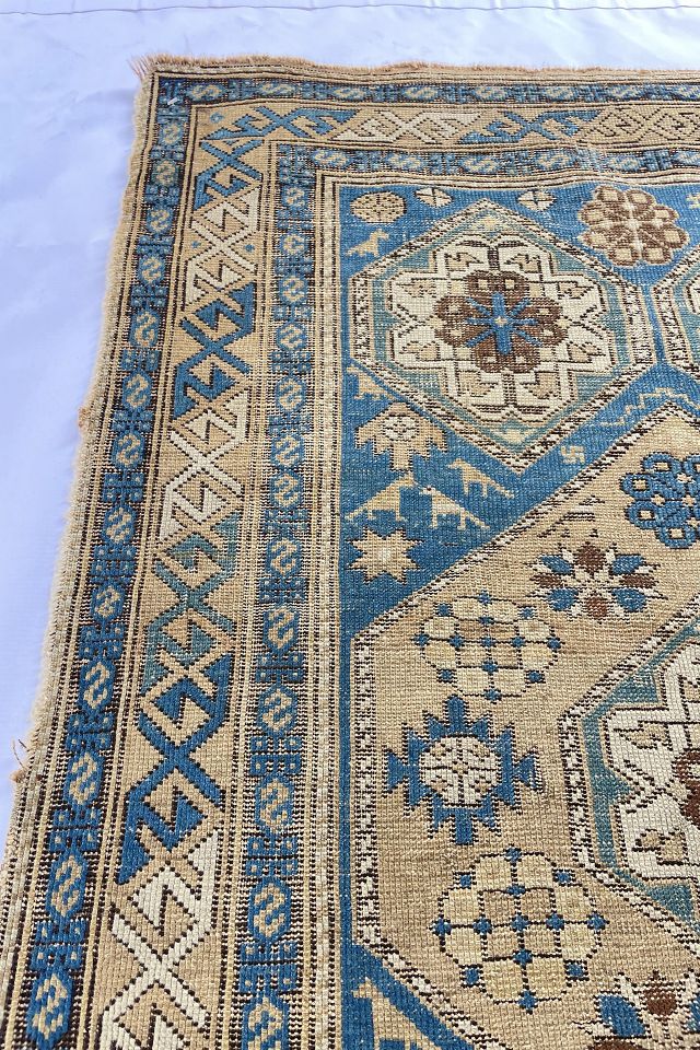 2'10 x 4' Antique 19th Century Master Weaver signed rug #2053ML / 3x4  Vintage Rug - Blue Parakeet Rugs